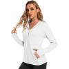 imageMAGCOMSEN Jackets for Women Full Zip Up Lightweight Long Sleeve UPF 50 Workout Workout Sun Protection HoodieWhite
