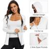 imageMAGCOMSEN Jackets for Women Full Zip Up Lightweight Long Sleeve UPF 50 Workout Workout Sun Protection HoodieWhite