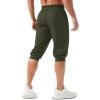 imageMAGCOMSEN Mens 34 Jogger Capri Pants with Zipper Pockets Knee Length Running Training Workout ShortsArmy Green