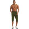 imageMAGCOMSEN Mens 34 Jogger Capri Pants with Zipper Pockets Knee Length Running Training Workout ShortsArmy Green