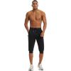 imageMAGCOMSEN Mens 34 Jogger Capri Pants with Zipper Pockets Knee Length Running Training Workout ShortsBlack