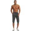 imageMAGCOMSEN Mens 34 Jogger Capri Pants with Zipper Pockets Knee Length Running Training Workout ShortsDark Grey