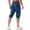 imageMAGCOMSEN Mens 34 Jogger Capri Pants with Zipper Pockets Knee Length Running Training Workout ShortsIndigo Blue