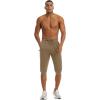 imageMAGCOMSEN Mens 34 Jogger Capri Pants with Zipper Pockets Knee Length Running Training Workout ShortsKhaki