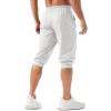 imageMAGCOMSEN Mens 34 Jogger Capri Pants with Zipper Pockets Knee Length Running Training Workout ShortsWhite