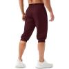 imageMAGCOMSEN Mens 34 Jogger Capri Pants with Zipper Pockets Knee Length Running Training Workout ShortsWine Red