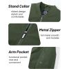 imageMAGCOMSEN Mens Bomber Jacket Casual Windproof Quilted Jacket Full Zip Windbreaker Winter Warm Varsity Jacket with PocketsArmy Green