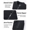 imageMAGCOMSEN Mens Bomber Jacket Casual Windproof Quilted Jacket Full Zip Windbreaker Winter Warm Varsity Jacket with PocketsBlack