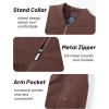 imageMAGCOMSEN Mens Bomber Jacket Casual Windproof Quilted Jacket Full Zip Windbreaker Winter Warm Varsity Jacket with PocketsCoffee