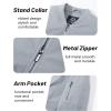 imageMAGCOMSEN Mens Bomber Jacket Casual Windproof Quilted Jacket Full Zip Windbreaker Winter Warm Varsity Jacket with PocketsLight Grey