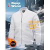imageMAGCOMSEN Mens Bomber Jacket Casual Windproof Quilted Jacket Full Zip Windbreaker Winter Warm Varsity Jacket with PocketsWhite