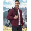 imageMAGCOMSEN Mens Bomber Jacket Casual Windproof Quilted Jacket Full Zip Windbreaker Winter Warm Varsity Jacket with PocketsWine Red