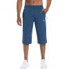 imageMAGCOMSEN Mens Capri Shorts Quick Dry Below Knee 34 Capri Pants with Zipper Pockets for Workout Running Training SummerBlue Grey