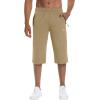imageMAGCOMSEN Mens Capri Shorts Quick Dry Below Knee 34 Capri Pants with Zipper Pockets for Workout Running Training SummerKhaki