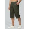 imageMAGCOMSEN Mens Cargo Shorts Long Capri Elastic Below The Knee 34 Cotton Casual Summer Shorts with PocketsArmy Green