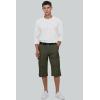imageMAGCOMSEN Mens Cargo Shorts Long Capri Elastic Below The Knee 34 Cotton Casual Summer Shorts with PocketsArmy Green