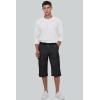 imageMAGCOMSEN Mens Cargo Shorts Long Capri Elastic Below The Knee 34 Cotton Casual Summer Shorts with PocketsBlack