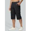 imageMAGCOMSEN Mens Cargo Shorts Long Capri Elastic Below The Knee 34 Cotton Casual Summer Shorts with PocketsBlack