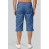 imageMAGCOMSEN Mens Cargo Shorts Long Capri Elastic Below The Knee 34 Cotton Casual Summer Shorts with PocketsBlue Grey