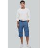 imageMAGCOMSEN Mens Cargo Shorts Long Capri Elastic Below The Knee 34 Cotton Casual Summer Shorts with PocketsBlue Grey