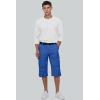 imageMAGCOMSEN Mens Cargo Shorts Long Capri Elastic Below The Knee 34 Cotton Casual Summer Shorts with PocketsBright Blue