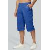 imageMAGCOMSEN Mens Cargo Shorts Long Capri Elastic Below The Knee 34 Cotton Casual Summer Shorts with PocketsBright Blue