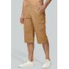 imageMAGCOMSEN Mens Cargo Shorts Long Capri Elastic Below The Knee 34 Cotton Casual Summer Shorts with PocketsKhaki