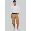 imageMAGCOMSEN Mens Cargo Shorts Long Capri Elastic Below The Knee 34 Cotton Casual Summer Shorts with PocketsKhaki