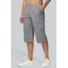 imageMAGCOMSEN Mens Cargo Shorts Long Capri Elastic Below The Knee 34 Cotton Casual Summer Shorts with PocketsLight Grey