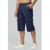 imageMAGCOMSEN Mens Cargo Shorts Long Capri Elastic Below The Knee 34 Cotton Casual Summer Shorts with PocketsNavy