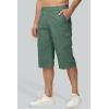 imageMAGCOMSEN Mens Cargo Shorts Long Capri Elastic Below The Knee 34 Cotton Casual Summer Shorts with PocketsPea Green