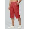 imageMAGCOMSEN Mens Cargo Shorts Long Capri Elastic Below The Knee 34 Cotton Casual Summer Shorts with PocketsRed