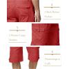 imageMAGCOMSEN Mens Cargo Shorts Long Capri Elastic Below The Knee 34 Cotton Casual Summer Shorts with PocketsRed