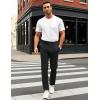 imageMAGCOMSEN Mens Casual Pants Straight Legs Flat Front Pants Waterproof Stretch Waist Trousers for GolfBlack