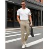 imageMAGCOMSEN Mens Casual Pants Straight Legs Flat Front Pants Waterproof Stretch Waist Trousers for GolfKhaki Gray