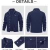 imageMAGCOMSEN Mens Corduroy Shirt Jacket Long Sleeve Lightweight Jacket ButtonUp Casual Shacket with Flap PocketsNavy Blue