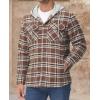 imageMAGCOMSEN Mens Flannel Jacket Fleece Lined Plaid Jacket Long Sleeve Sherpa Jacket Button Up Winter Jacket with Hood