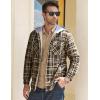 imageMAGCOMSEN Mens Flannel Jacket Fleece Lined Plaid Jacket Long Sleeve Sherpa Jacket Button Up Winter Jacket with Hood