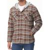 imageMAGCOMSEN Mens Flannel Jacket Fleece Lined Plaid Jacket Long Sleeve Sherpa Jacket Button Up Winter Jacket with Hood