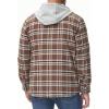 imageMAGCOMSEN Mens Flannel Jacket Fleece Lined Plaid Jacket Long Sleeve Sherpa Jacket Button Up Winter Jacket with Hood