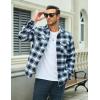 imageMAGCOMSEN Mens Flannel Shirt Fleece Lined Heavyweight Flannel Jacket Cotton Button Up Plaid Shirt Warm Winter CoatBlack