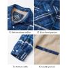 imageMAGCOMSEN Mens Flannel Shirt Fleece Lined Heavyweight Flannel Jacket Cotton Button Up Plaid Shirt Warm Winter CoatBlue Grey