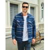 imageMAGCOMSEN Mens Flannel Shirt Fleece Lined Heavyweight Flannel Jacket Cotton Button Up Plaid Shirt Warm Winter CoatBlue Grey