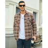 imageMAGCOMSEN Mens Flannel Shirt Fleece Lined Heavyweight Flannel Jacket Cotton Button Up Plaid Shirt Warm Winter CoatBrown
