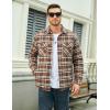 imageMAGCOMSEN Mens Flannel Shirt Fleece Lined Heavyweight Flannel Jacket Cotton Button Up Plaid Shirt Warm Winter CoatBrown