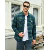 imageMAGCOMSEN Mens Flannel Shirt Fleece Lined Heavyweight Flannel Jacket Cotton Button Up Plaid Shirt Warm Winter CoatGreen