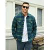 imageMAGCOMSEN Mens Flannel Shirt Fleece Lined Heavyweight Flannel Jacket Cotton Button Up Plaid Shirt Warm Winter CoatGreen