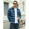 imageMAGCOMSEN Mens Flannel Shirt Fleece Lined Heavyweight Flannel Jacket Cotton Button Up Plaid Shirt Warm Winter CoatGrey Blue