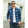 imageMAGCOMSEN Mens Flannel Shirt Fleece Lined Heavyweight Flannel Jacket Cotton Button Up Plaid Shirt Warm Winter CoatGrey Blue