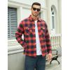 imageMAGCOMSEN Mens Flannel Shirt Fleece Lined Heavyweight Flannel Jacket Cotton Button Up Plaid Shirt Warm Winter CoatOrange